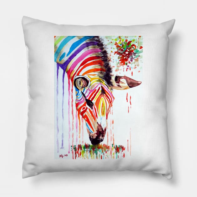 Rainbow Zebra Pillow by danieljanda