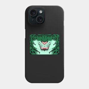 Green Snow Leopard Face Phone Case