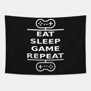 Eat, Sleep, Game, Repeat (white) Tapestry