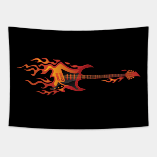 Electric Guitar Fire Illustration Tapestry