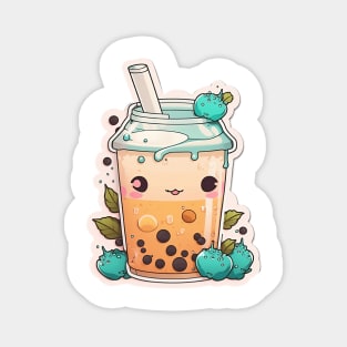 Cute Bubble Tea Cartoon Boba Drawing Magnet