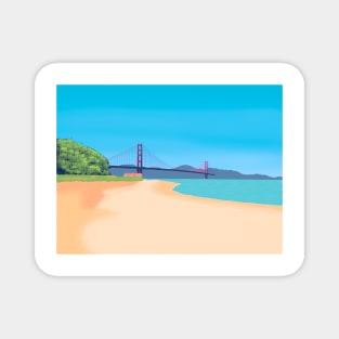 SF Golden Gate Bridge Scenery - Relaxing Beach Scene San Francisco Magnet