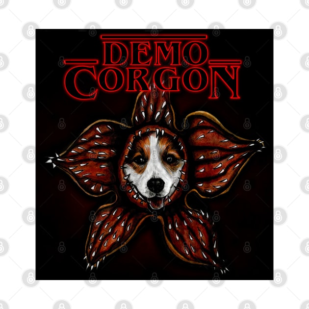 Demogorgon Corgi Pun Dog Stranger Things by Tasmin Bassett Art