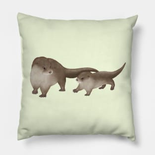 Two Eurasian Otters Pillow