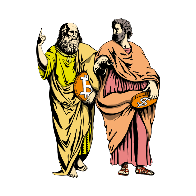 School of Bitcoin, Plato and Aristotle, Raphael by Akman