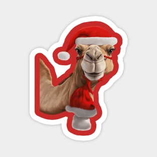 Adorable Cute Camel Wearing Santa Hat Christmas v3 Magnet