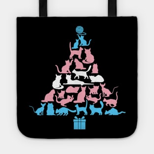 Merry Catmas, meowy catmas trans pride flag Tote