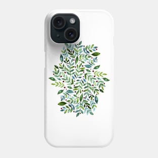 Seasonal branches and berries -  green and red Phone Case