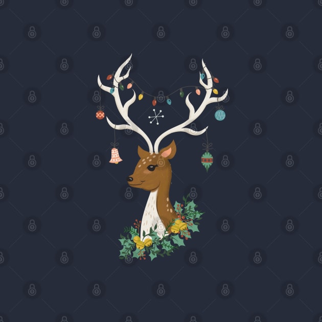 Vintage Inspired Deer with Decorations by latheandquill