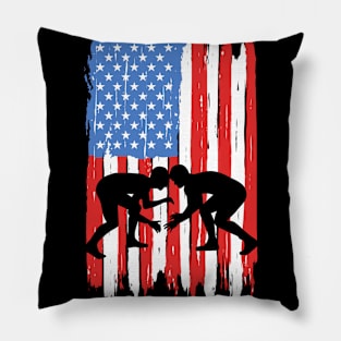 American Flag Wrestling Graphic Pillow