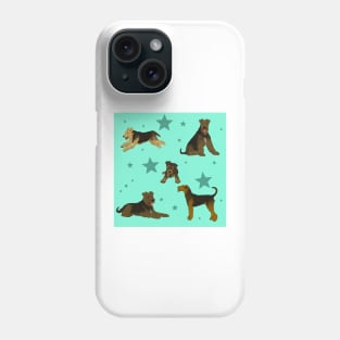 Airedale Terriers Pattern Stars Seafoam Phone Case