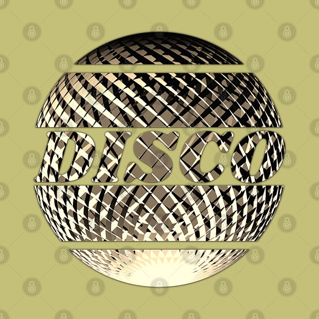 Discoball in gold with inscription "Disco" by Bailamor