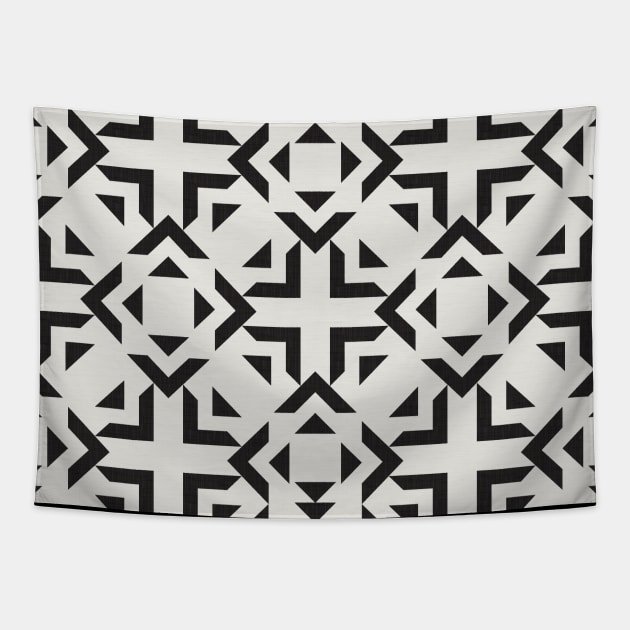 Tribal Geometry No.001 / Black and Ivory Tapestry by matise