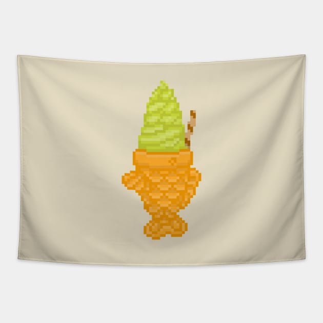 Taiyaki matcha ice cream pixel art Tapestry by toffany's