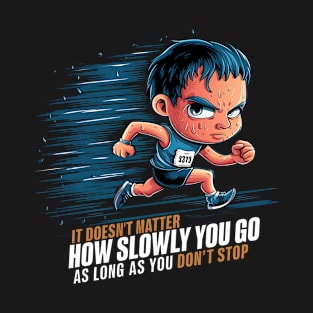 Perseverance in Motion: Chibi-Style Runner T-Shirt