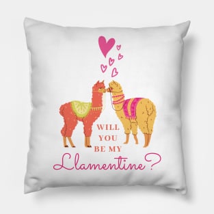 Cute Will You Be My Llamentine Romantic Animal Pun Saying for Valentines Pillow