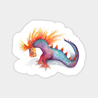 Rainbow dragon snake watercolor Magnet