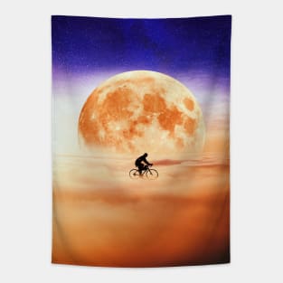 Riding a bicycle through the clouds Tapestry