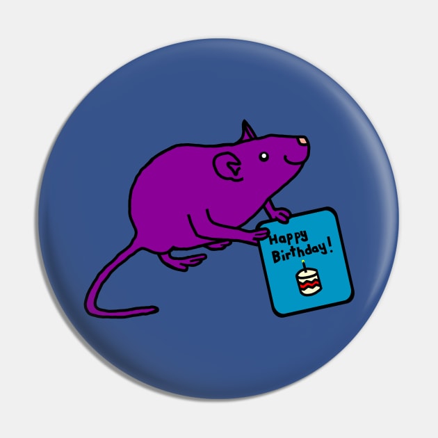 Cute Rat with Birthday Greetings Pin by ellenhenryart