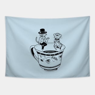 Dapper Cats Tea Time Tapestry