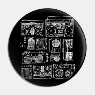 Boomboxes (White Ink) Pin