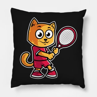 Cat Tennis Player Funny Coach Kitten graphic Pillow