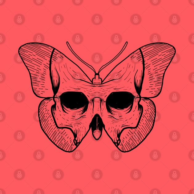 Skull Butterfly Black Ink by DeathAnarchy