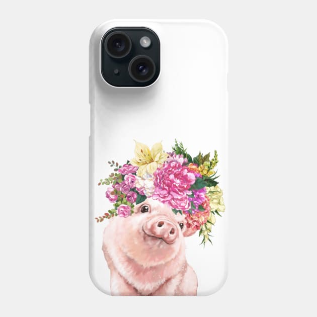 Lovely Baby Pig with Flower Crowns Phone Case by bignosework