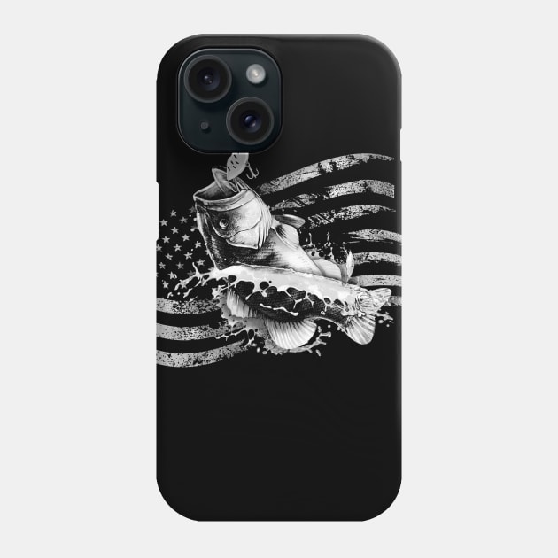 Bass Fishing Vintage Look US Flag Gift For Fishermen Phone Case by MarkusShirts
