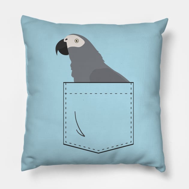 African Grey Parrot In Your Front Pocket Pillow by Einstein Parrot