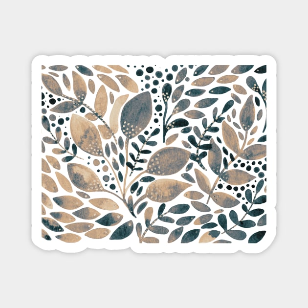 Watercolor foliage - beige and grey Magnet by wackapacka