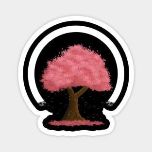 Simple Cherry Blossom Tree With Falling Leaves Magnet