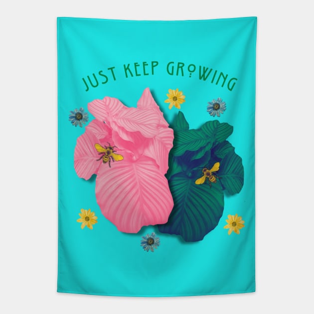 Just keep growing botanical flowers Tapestry by happygreen