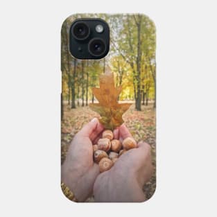 autumn walk in the oak forest Phone Case