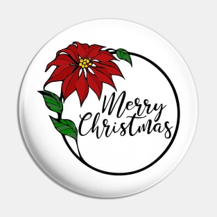 Merry Christmas Poinsettia Pin