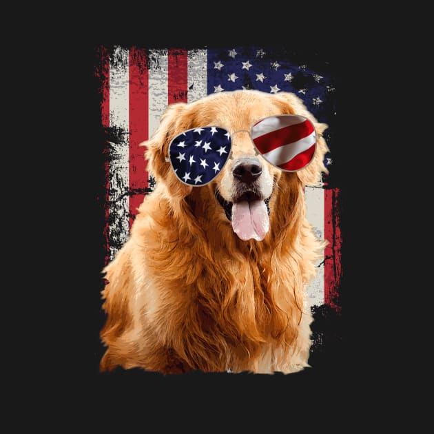 American Flag Golden Retriever Dreams, Trendy Tee for Dog Devotees by Kevin Jones Art