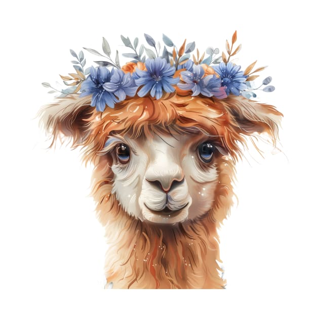 Cute Alpaca with Flower Crown by J and C Designs