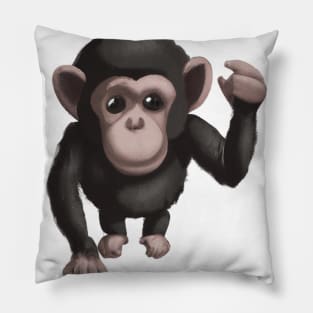 Cute Chimpanzee Drawing Pillow