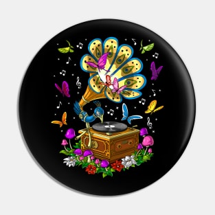 Psychedelic Peacock Gramophone Pin