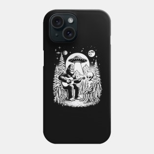 Bigfoot and Alien Play Guitar In The Wild Phone Case