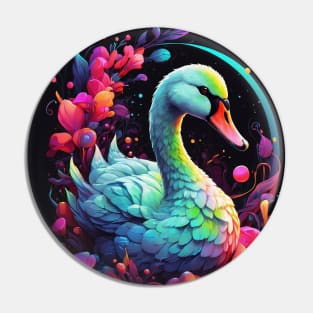 Swan in lake of colors Pin