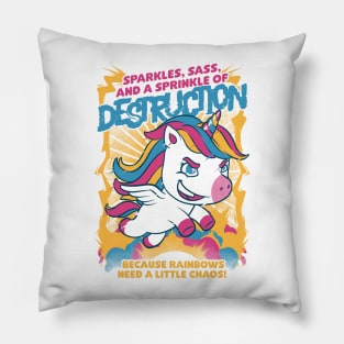 Unicorn Rainbows Destruction - Cute Funny Gift Pillow