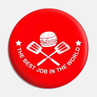 Funny Cute Cartoon Burger Best Fry Cook Slogan Pin