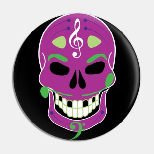 Dia de Los Muertos Music Sugar Skull - Purple Pin