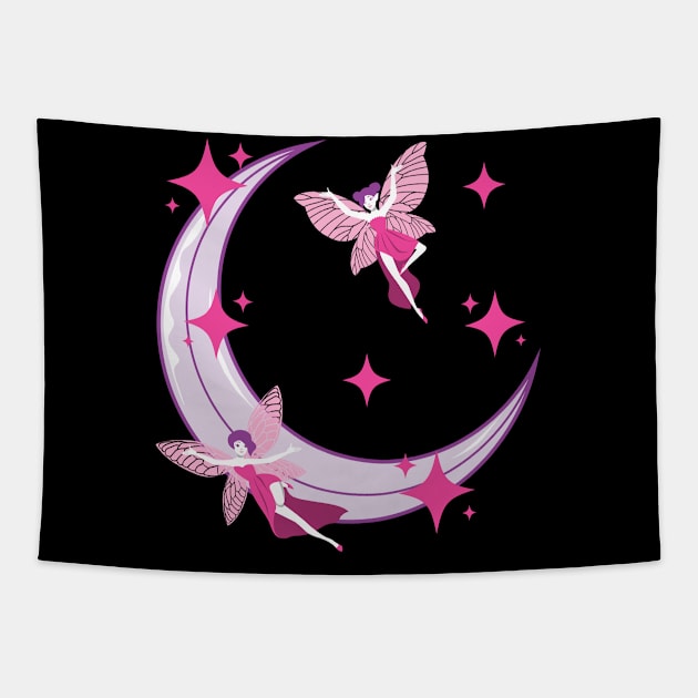 Fairycore Aesthetic Pastel Goth Fairy Moon Fairies Tapestry by Alex21