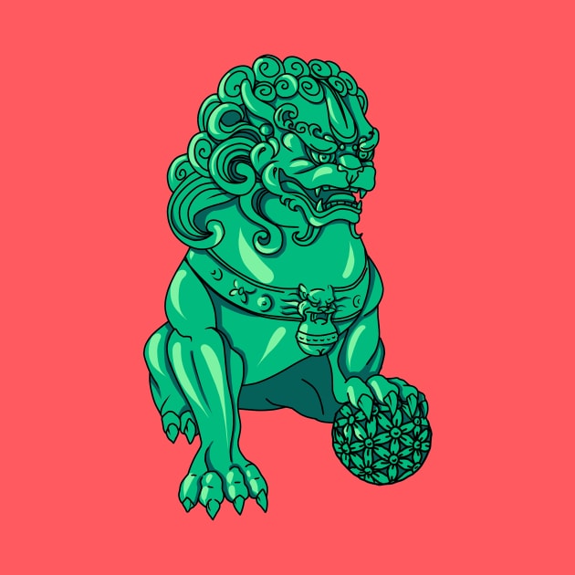 Chinese Guardian Lion - Nephrite Foo Dog by Lycane