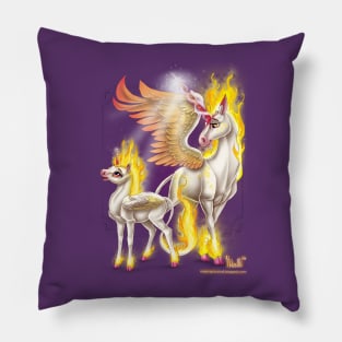 Fire Unicorn Mare and Foal Pillow