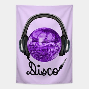 70s Music Purple Disco Ball Headphones Tapestry