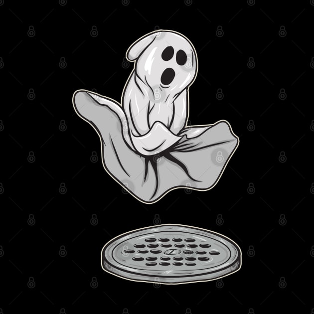 Funny Ghost With Skirt Blowing Over Subway Grate T Shirt by GigibeanCreations