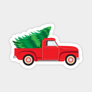 Christmas tree in a red truck Magnet